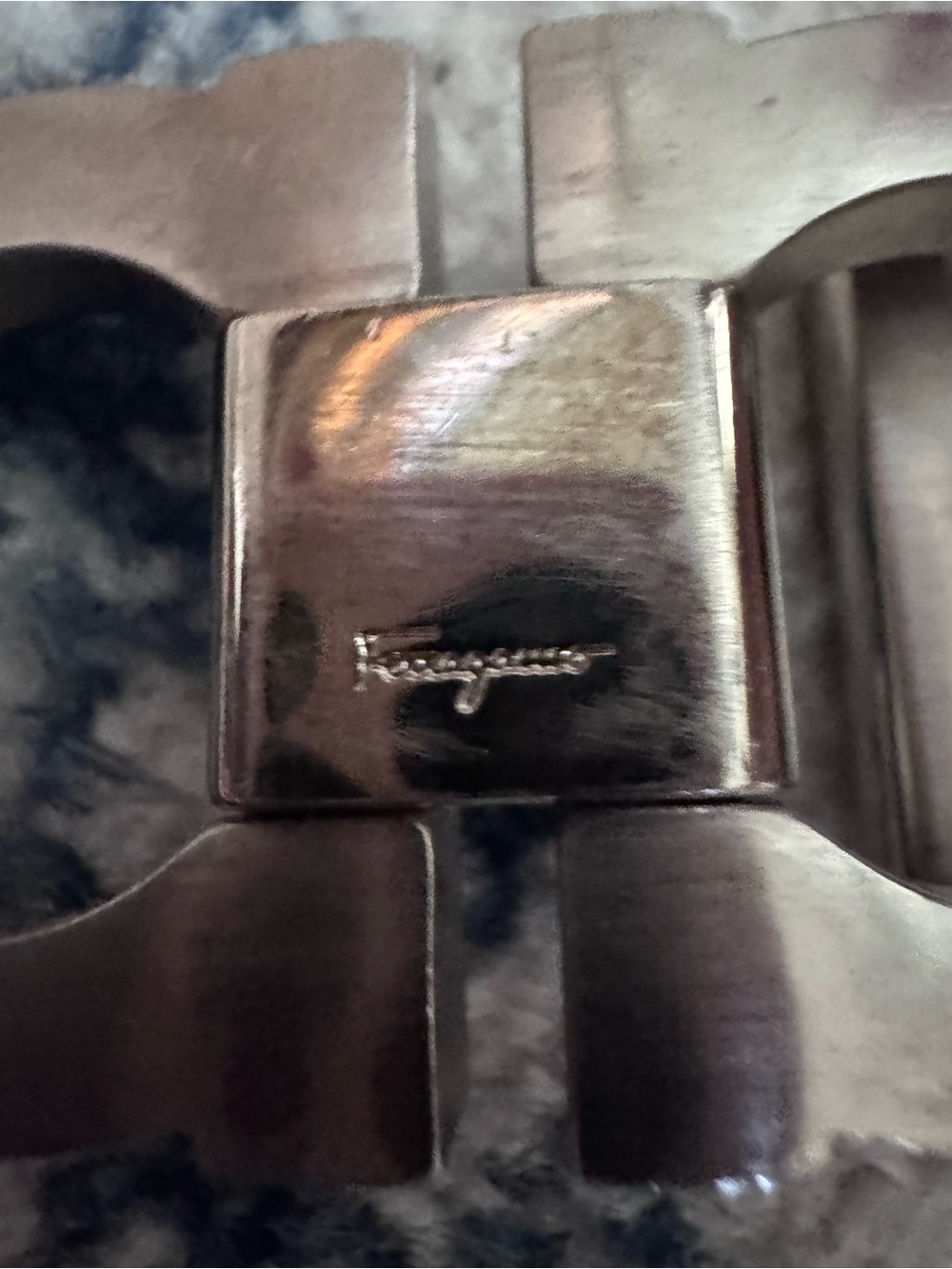 Salvatore Ferragamo Silver Polished Metal Belt Black or Brown with silveBuckle